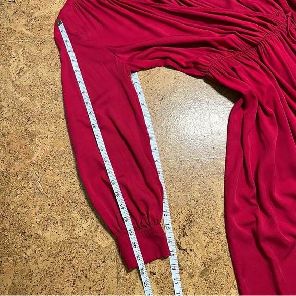 Uniqlo Red Long Sleeve Rayon Wrap Dress / Cover up Sz XXS - Picture 12 of 16